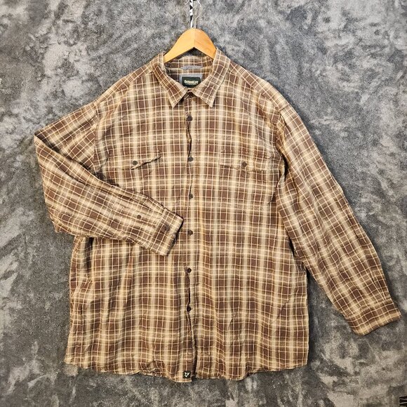 Outdoor Life Shirt Men 3XL Tall Brown Button Down Long Sleeve Pockets Casual - Picture 1 of 10